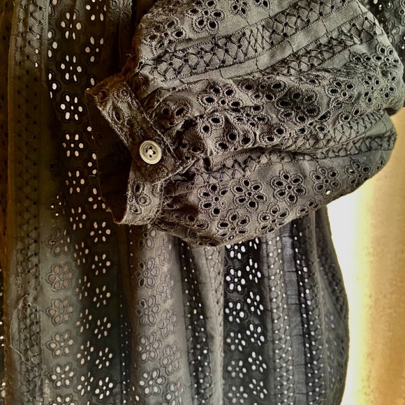 NWT Madewell black eyelet lace pop over peasant top Size M - Picture 5 of 15